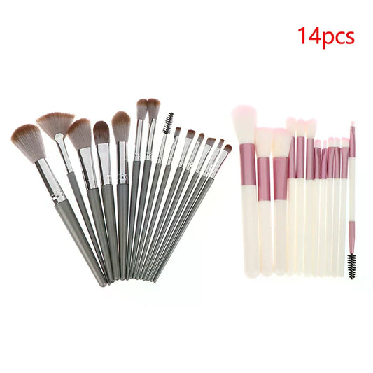 Synthetic Fiber Bristle Makeup Brushes Set, Portable, Foundation Powder, Blush, Concealer, 14Pcs Peaceful Pleasures Health and Wellness