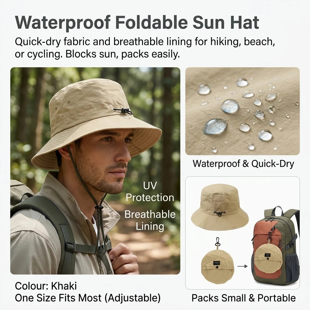 Men's Waterproof Quick-Dry Foldable Sun Hat for Outdoor Hiking and Travel Peaceful Pleasures Health and Wellness