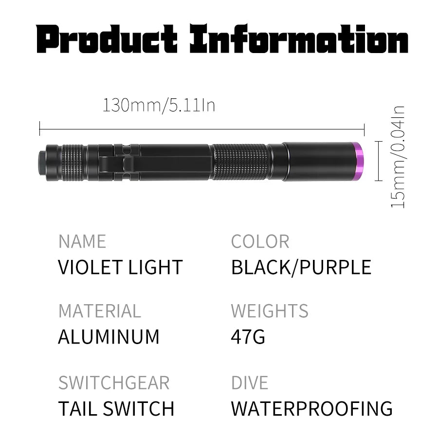 395nm UV Flashlight – Pet Stain & Fluorescent Detector Torch