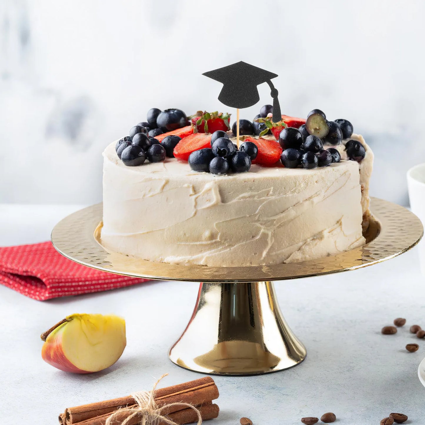 24Pcs Graduation Season Cake Decoration Unique Graduation Cap Cake Toppers for Party Supplies Cupcake Picks Cupcake Toppers Peaceful Pleasures Health and Wellness