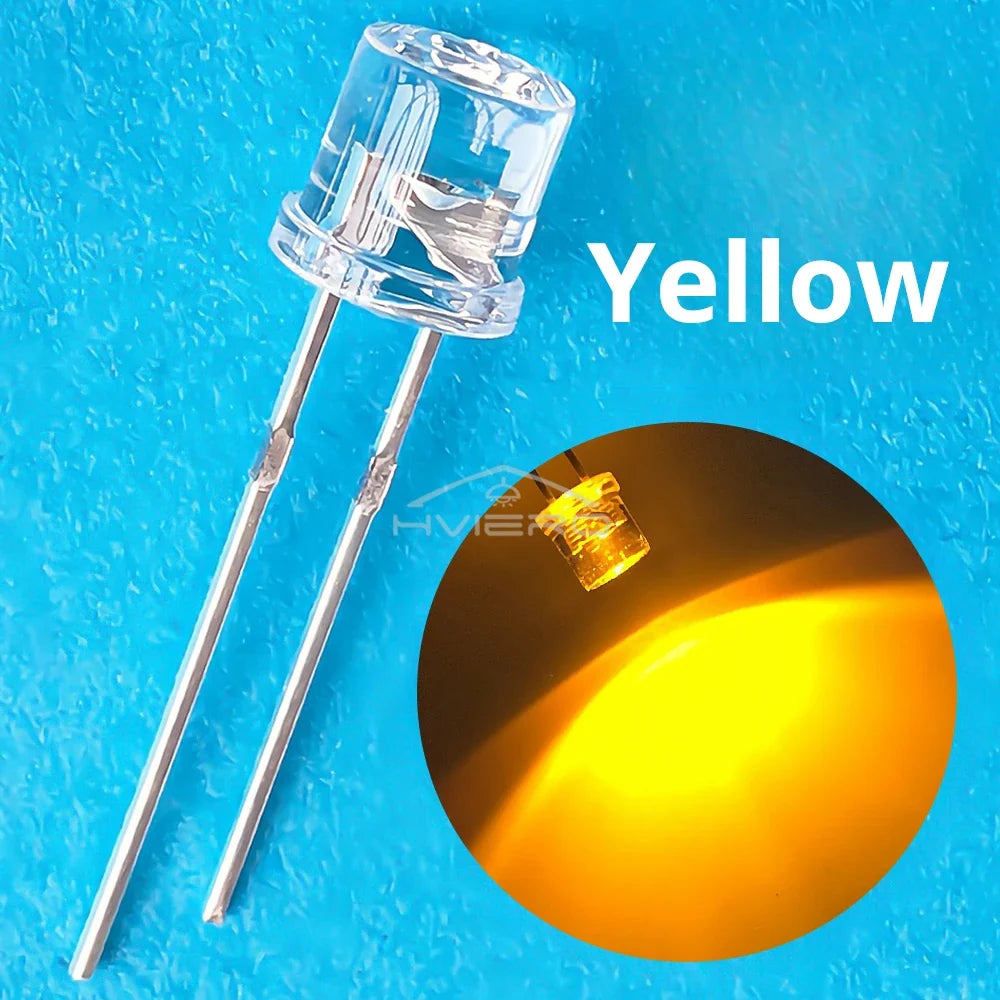 100pcs F5 5mm Flat Top Wide Angle LED Bulbs – Multi-Color DIY