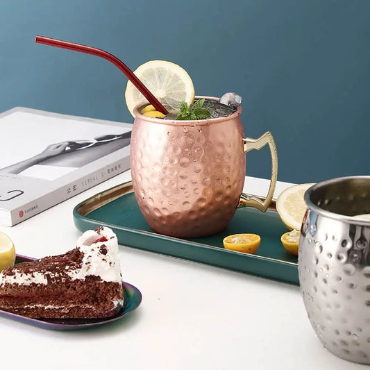 500ml Pure Copper Cup Handcrafted Thickened Mug Cup Moscow Mule Smooth Finish Drum Cup Mules Cocktails Coffee Beer Peaceful Pleasures Health and Wellness
