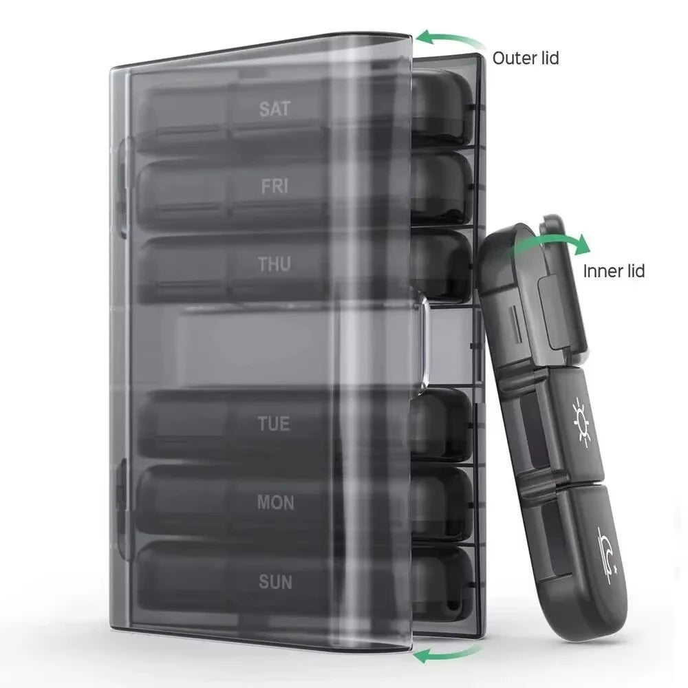 7-Day Pill Organizer – 21 Grids, 3x Daily Travel Pill Box