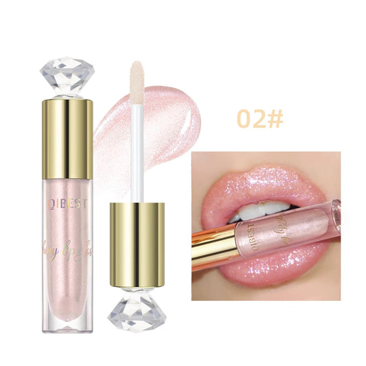 QIBEST Glitter Lipgloss Shimmer Diamond Lip Gloss Lasting Makeup Moisturizing Lip Glaze Shiny Cosmetics Lip Stain Tint For Women Peaceful Pleasures Health and Wellness 02