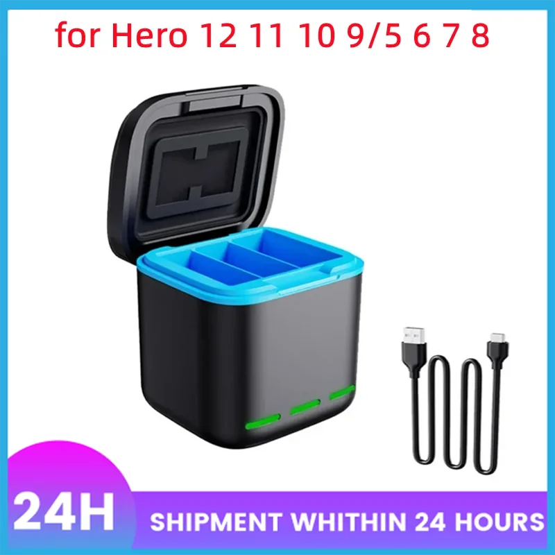3-Way GoPro Hero 9–13 Fast Charger + Type-C Cable