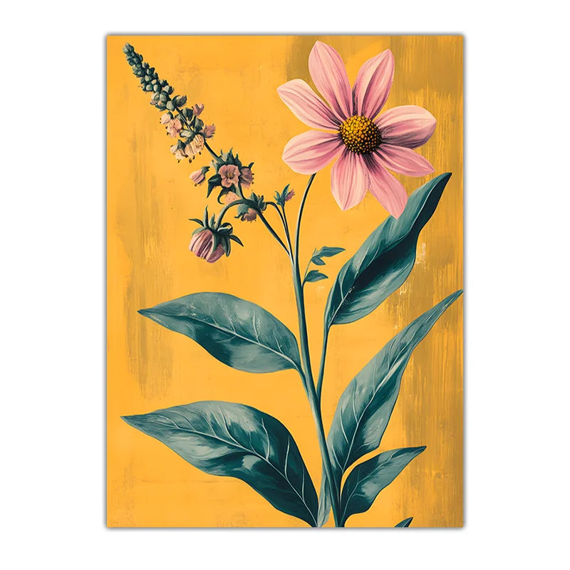 Vintage Floral Wall Art, Western Botanical Canvas Painting, Boho plant Poster Print for Bedroom Living Room Wall Decor Peaceful Pleasures Health and Wellness 01 21X30cm No Frame China Mainland