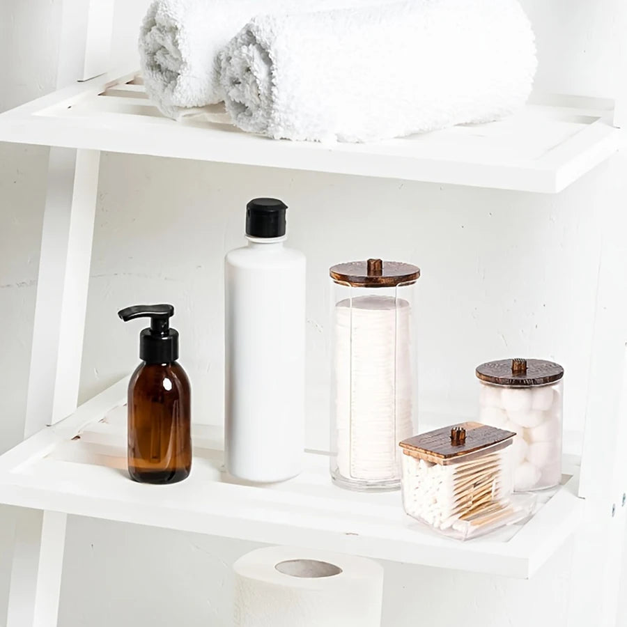 Cotton Swab, Ball & Pad Holder – Clear Apothecary Jar Bathroom Storage Organizer (1 or 3 Pack)