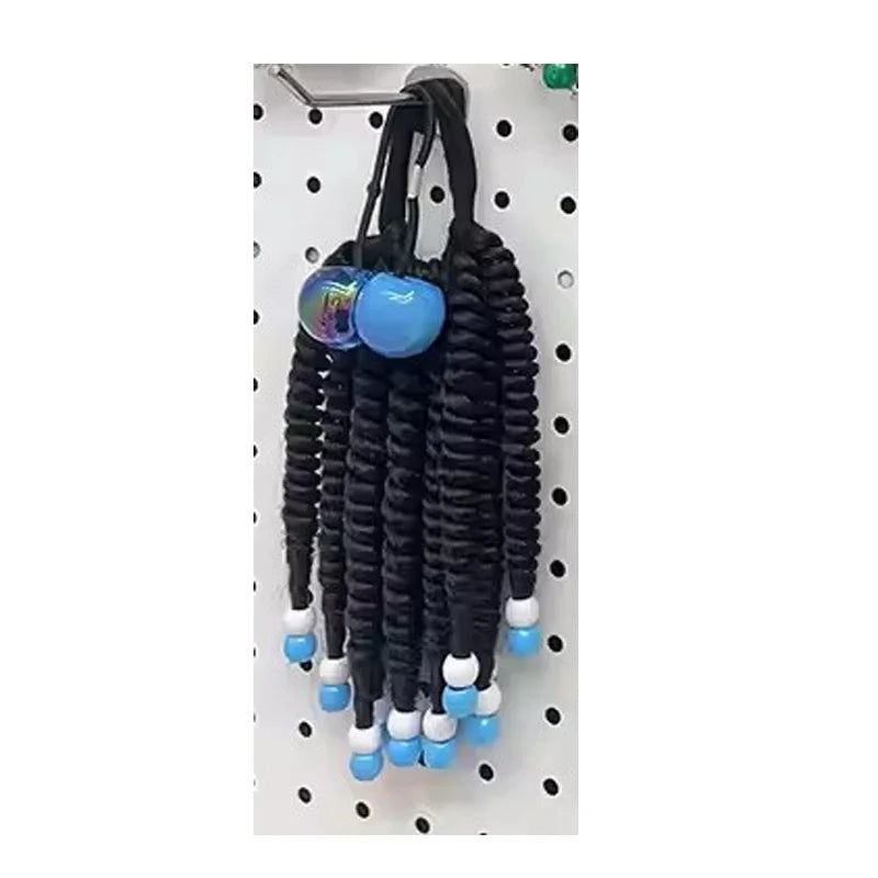 2PCS Hair 2024 New Little Girls Braided Ponytails with Beads Kids Girls Hair Bow Glitter Shinny Shining with Big Balls Bubbles Peaceful Pleasures Health and Wellness beads 14