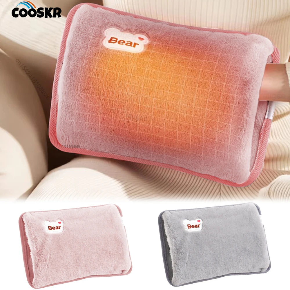 Electric Hand Warmer Portable Heated Gloves USB Warming Plush Hot Water Bottle Heating Water Bags Warm Hand Pocket for Winter Peaceful Pleasures Health and Wellness