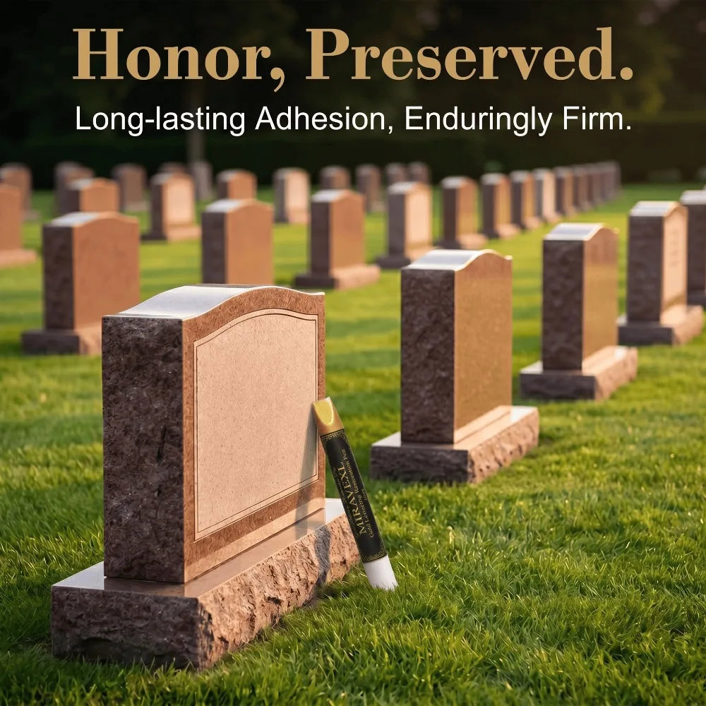 Gold Tombstone Marker Pen 10ml with Detail Brush, Waterproof Paint Pen for Restoring Faded Grave Inscriptions on Granite Peaceful Pleasures Health and Wellness