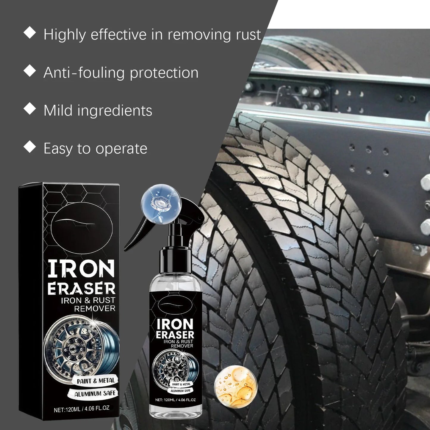 Car Rust Remover Spray – Wheel & Paint Oxide Cleaner 120ml