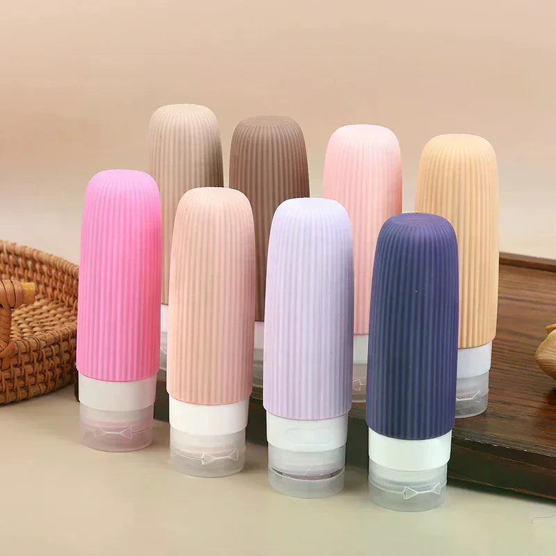 4Pcs/Set Silicone Travel Bottles 90ml Travel Size Containers Leak Proof Refillable Liquid Squeezable Clear Toiletry Bag Peaceful Pleasures Health and Wellness