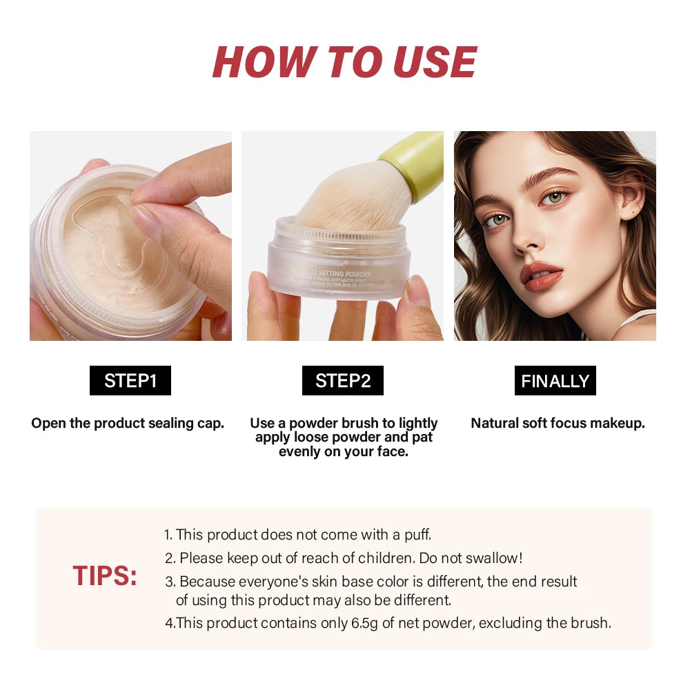 Setting Powder Ultimate Blurring Full Size long-Lasting Soft Matte Finish Oil Control and Makeup Fixation Modification one Size Peaceful Pleasures Health and Wellness