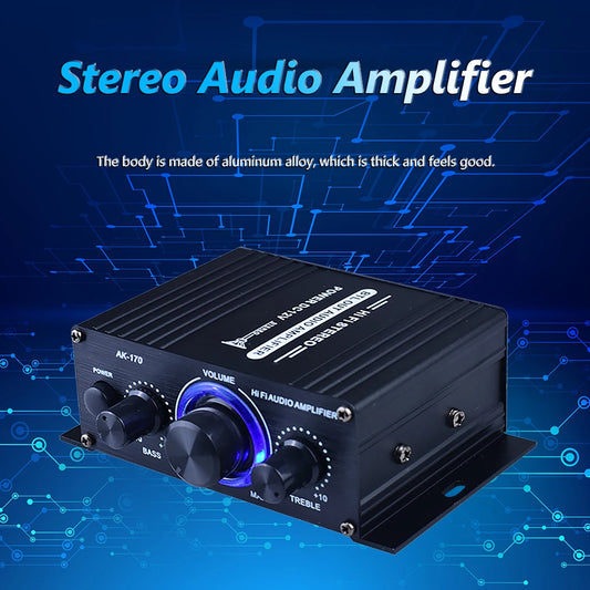 AK-170 Mini HiFi Stereo Amplifier 2×200W Dual Channel RCA Stereo Power Amplifier Peaceful Pleasures Health and Wellness