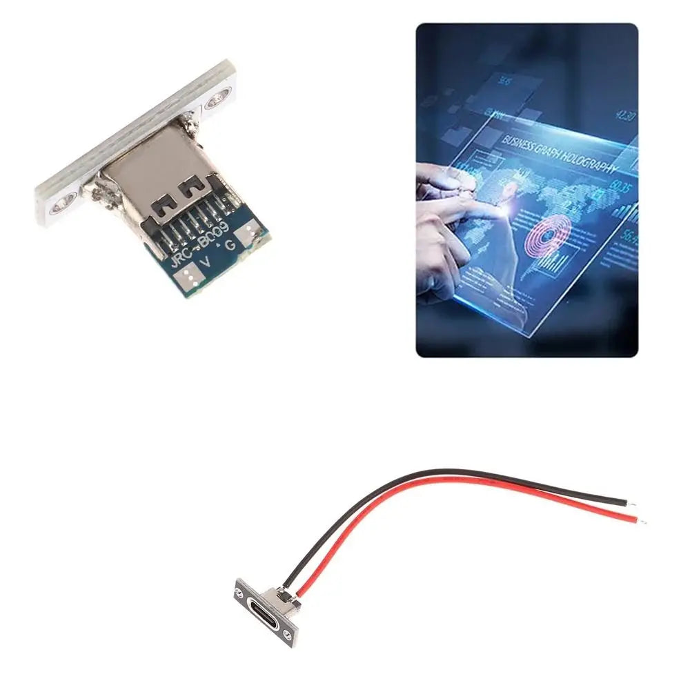 Waterproof USB Type-C Female Connector Jack 2-Pin Solder