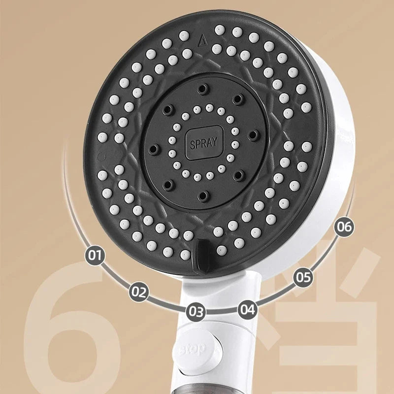 6-Mode High Pressure Filtered Shower Head Set | Anti-Limescale