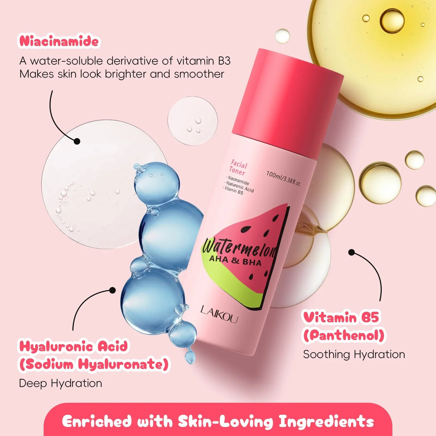 LAIKOU Watermelon Toner – AHA BHA Pore Care & Hydration