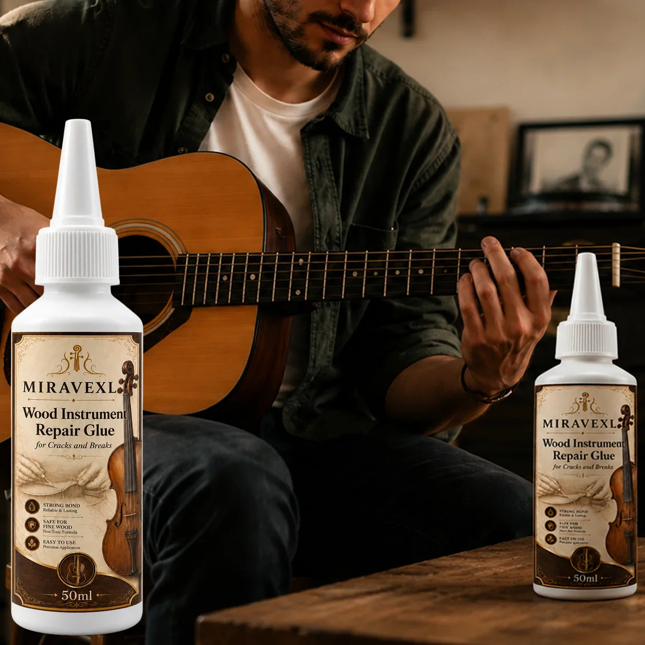 MIRAVEXL Wood Instrument Repair Glue 50ml Kit | Guitar Violin