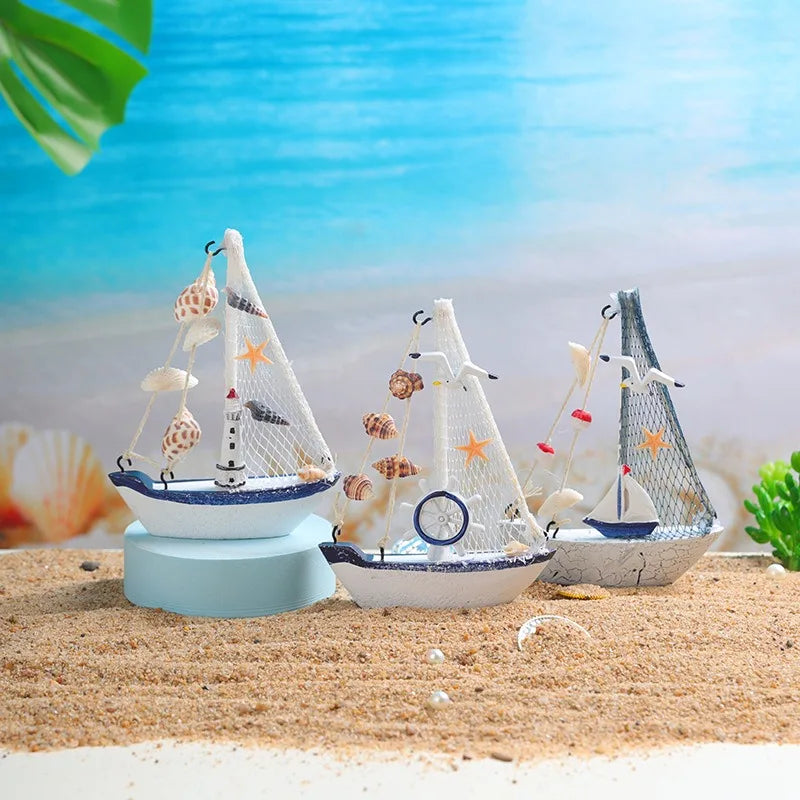 Sailboat Craft Ornament Online Store Photography Prop Cake Decoration Creative Home Mini Sailboat Figurine Desk Decoration decor Peaceful Pleasures Health and Wellness