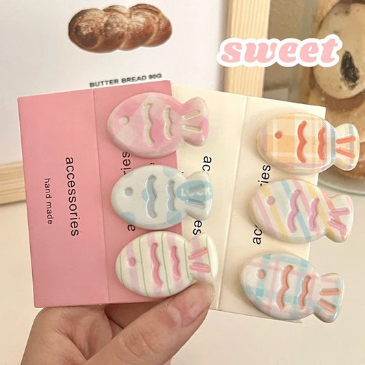Colorful Little Fish Hair Clip Set Sweet and Girlish Cute Bangs Side Clips Versatile Student Hairpin Cartoon Hair Accessories Peaceful Pleasures Health and Wellness