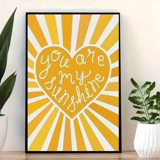 Modern Yellow You Are My Sunshine Quotes Wall Art Print Canvas Painting Poster Picture For Living Room And Bedroom Home Decor Peaceful Pleasures Health and Wellness G3929 30x40cm Black Framed
