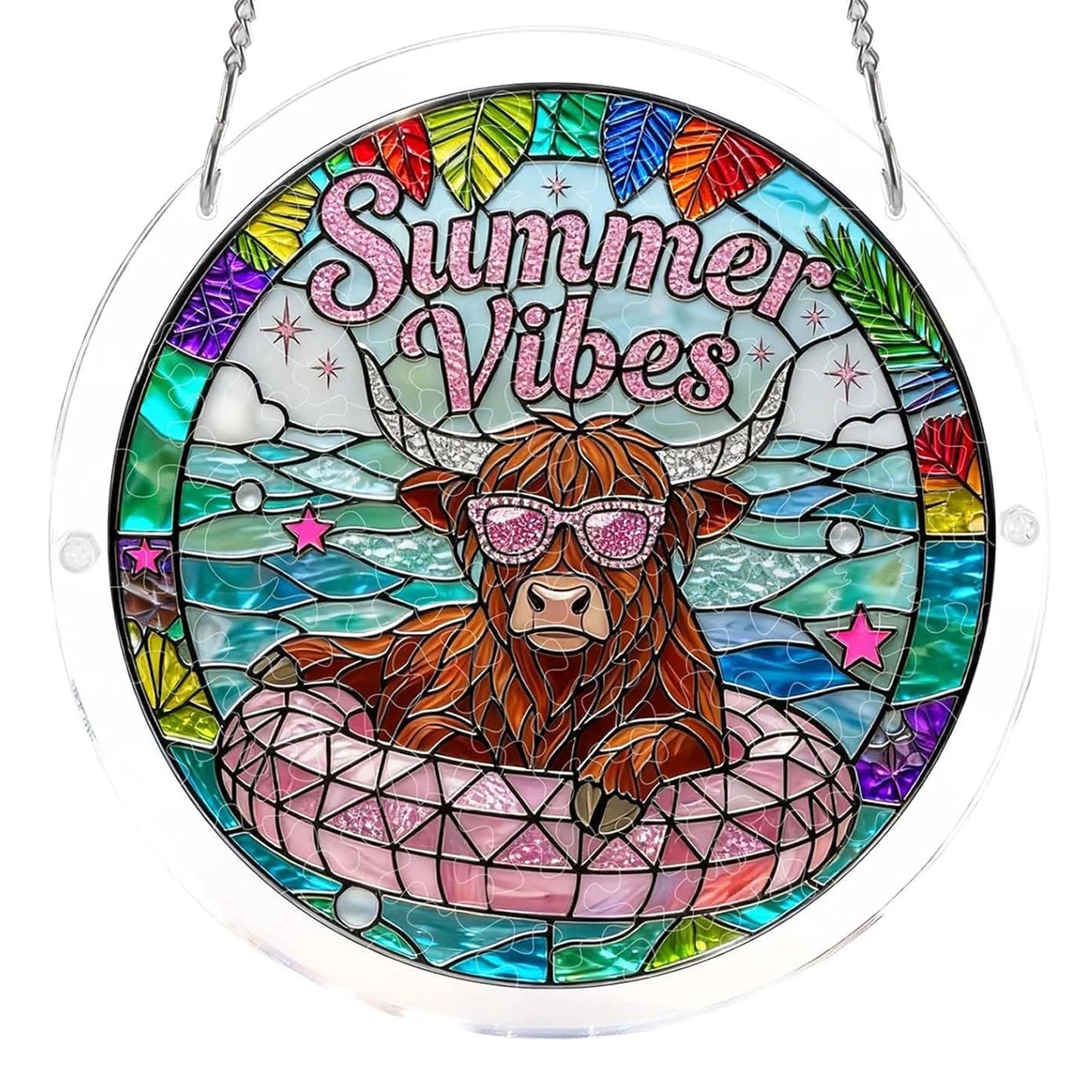 Animal Acrylic Jigsaw Puzzle Suncatcher Window Hanging Crafts DIY Puzzle Suncatcher Home Decor for Apartment Living Room Bedroom Peaceful Pleasures Health and Wellness Style 1 L-21.8cm