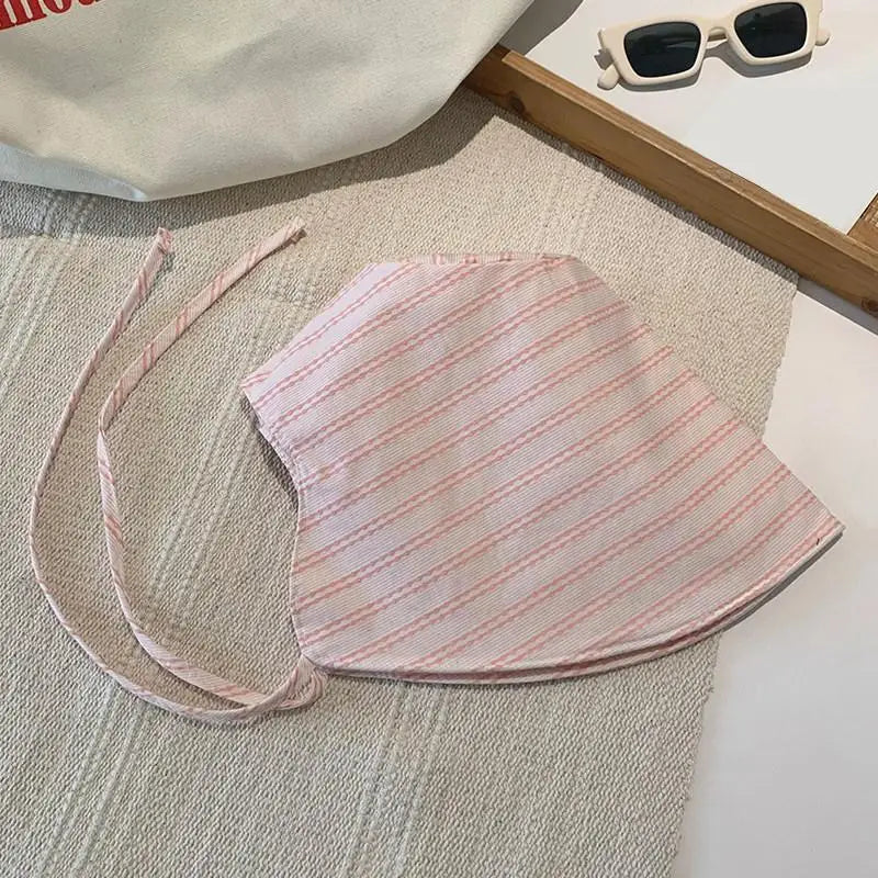 Women's Wide Brim Striped Bucket Hat – Foldable Sun Cap