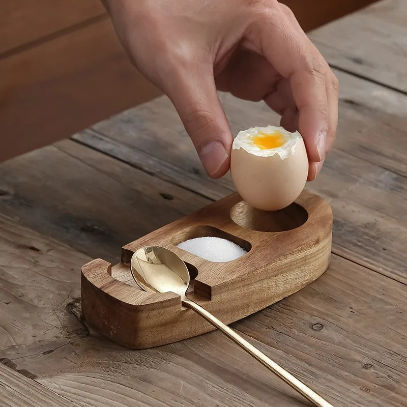 Multi-Function Wooden Egg Tray Handmade Creative Punch Cup Holder Eco-Friendly Simple Eggshell Cup Egg Holder Kitchen Accessorie Peaceful Pleasures Health and Wellness
