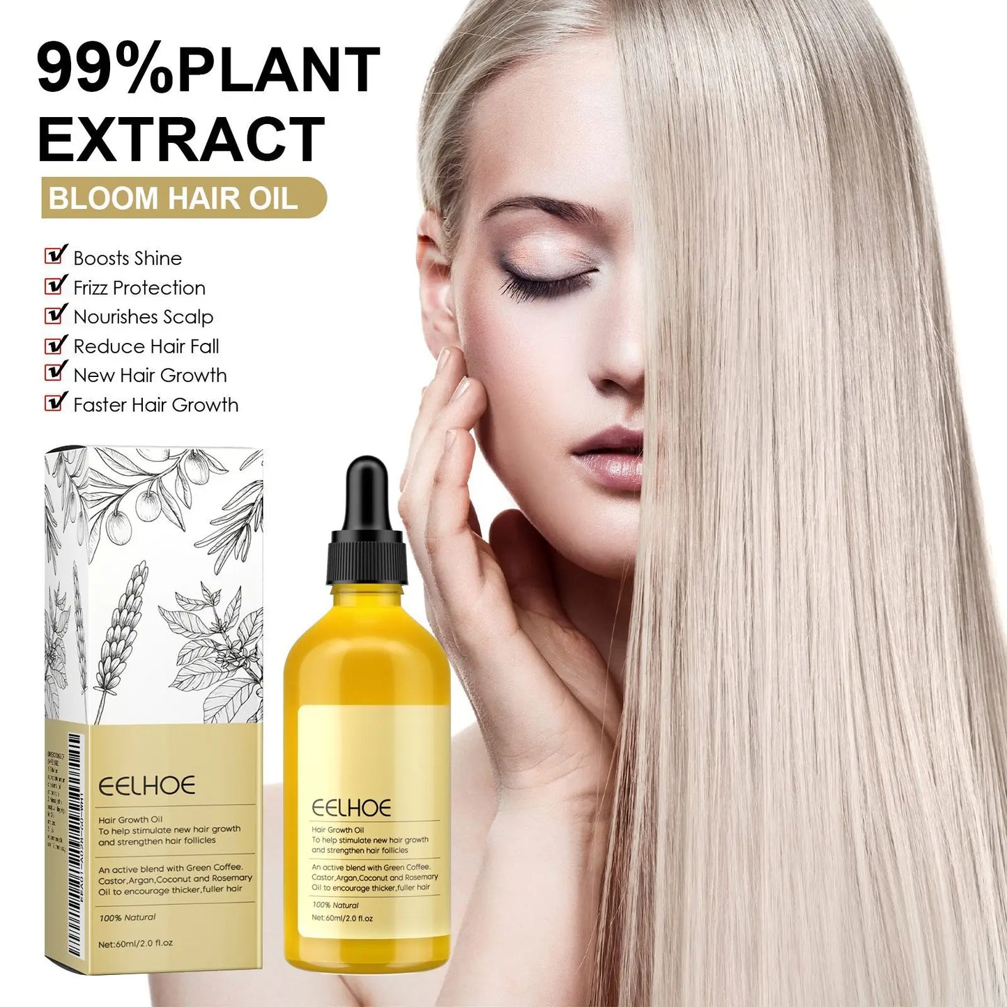 EELHOE Rosemary Essential Oil – Hair Growth & Scalp Care 60ml