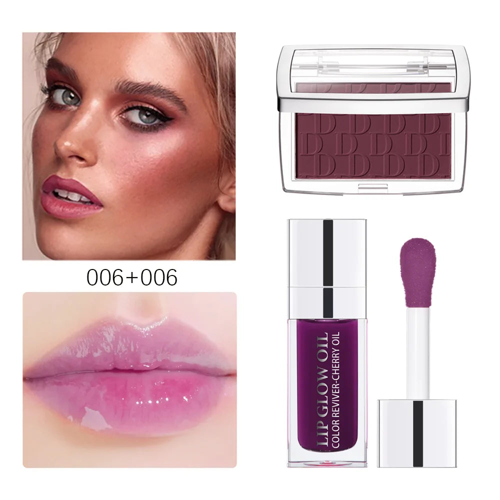 ibcccndc Lip Glow Oil & Matte Blush Set | Plumping Lip Gloss Duo Lip & Blush Set Peaceful Pleasures Health and Wellness 006
