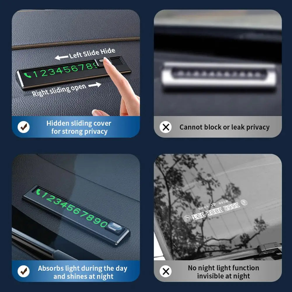 Universal Car Temporary Parking Card Automobile Digital Luminous Phone Number Plate Car Temporary Parking Sign Car Accessories Peaceful Pleasures Health and Wellness