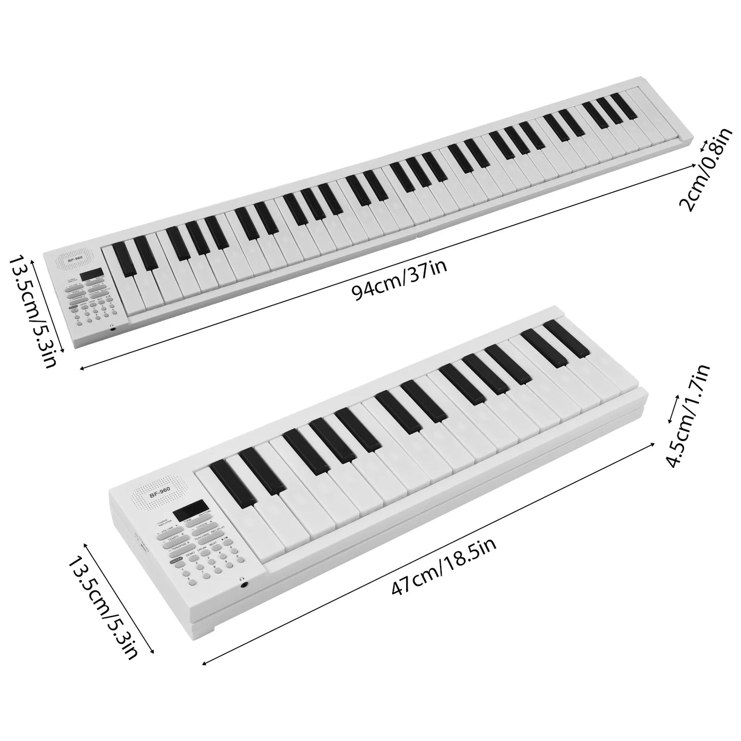 61-Key Foldable Electronic Piano LED Display Rechargeable Battery