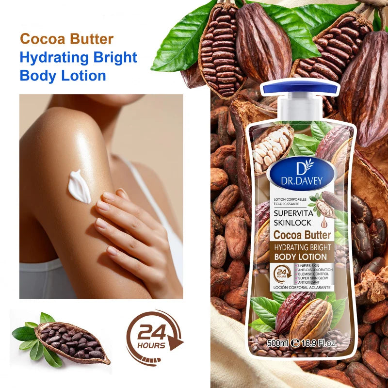 500ML DR.DAVEY Cocoa Butte Body Lotion Large Capacity Four Seasons Moisturizing Refreshing Non greasy Fragrant Body Lotion Peaceful Pleasures Health and Wellness