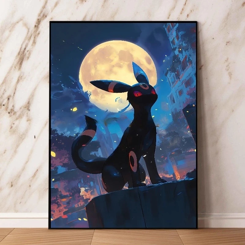 Classic Pokemon HD Canvas Painting Anime Figures Umbreon Poster Print Watercolor Wall Art Picture Modern Home Decor Kids Gifts Peaceful Pleasures Health and Wellness 2-1PC 30x40cm