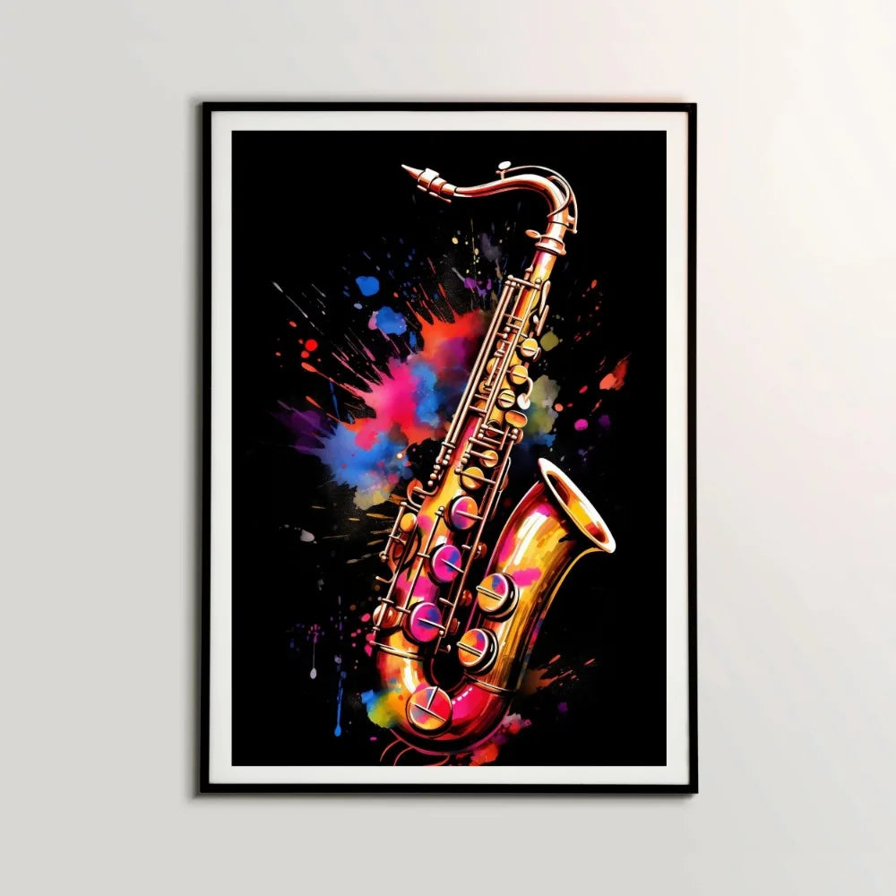Musical Instruments Canvas Wall Art | Guitar Drum Saxophone Poster