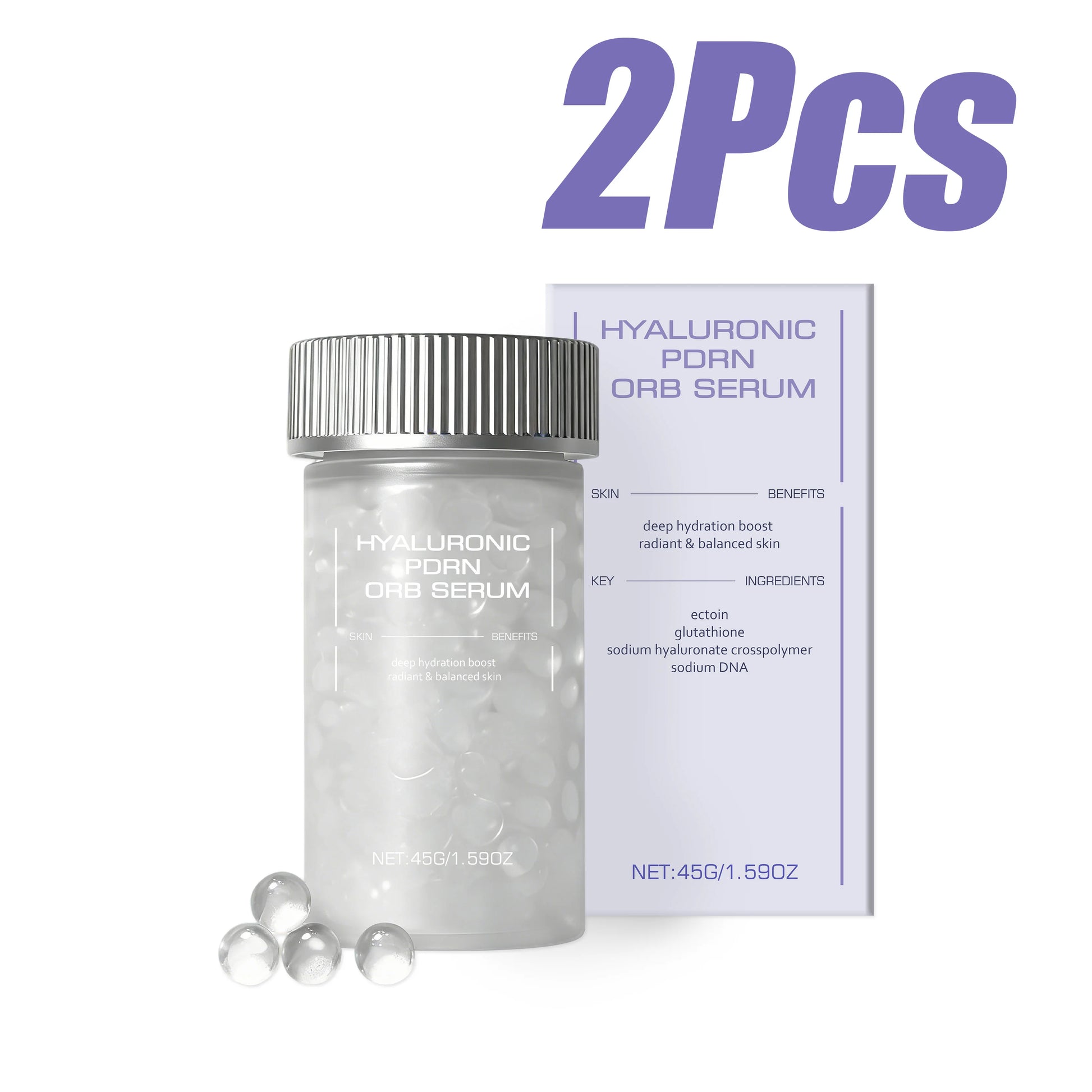 Hyaluronic PDRN ORB Serum – Firming & Deep Hydration Facial Peaceful Pleasures Health and Wellness 2 x 45g Boxed