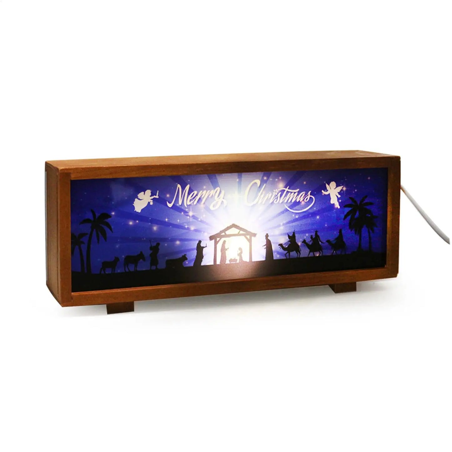Nativity Scene LED Wooden Lantern | Christmas Night Light