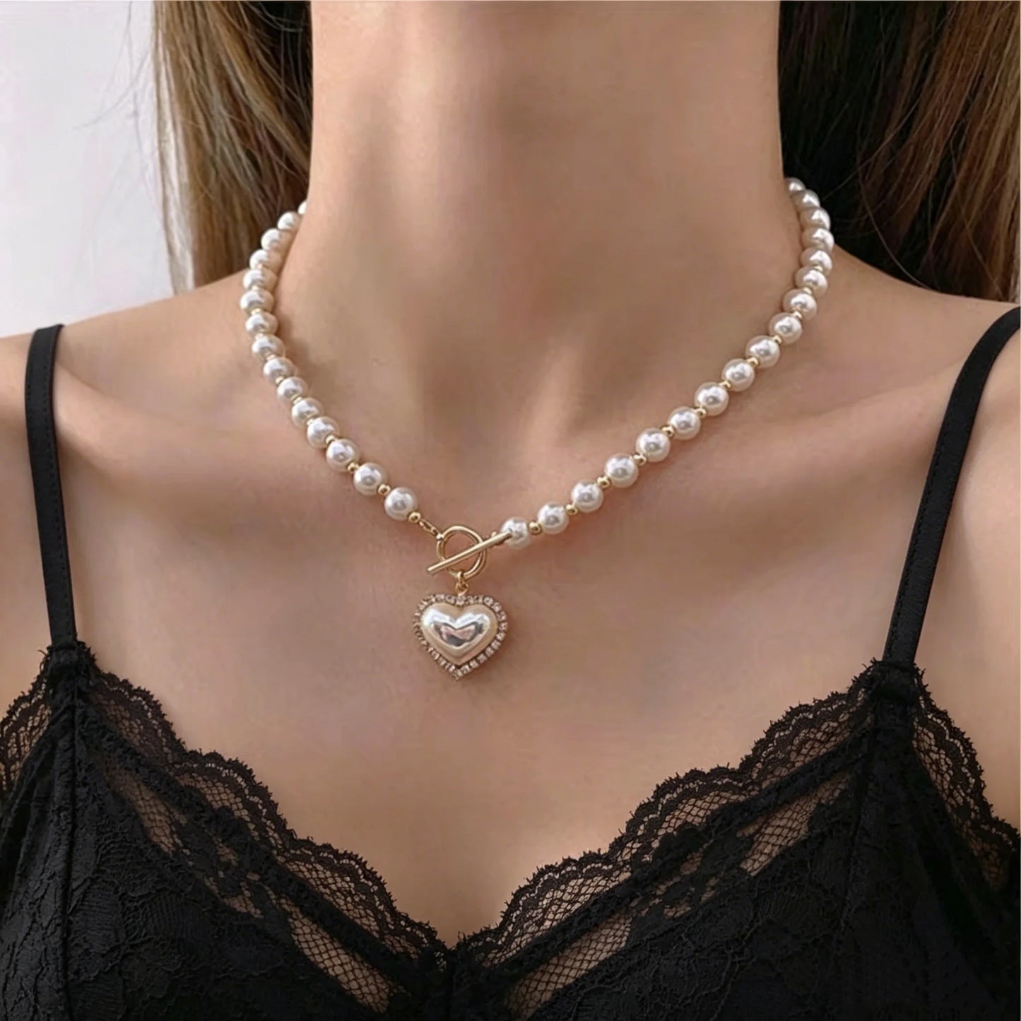 New Heart-shaped Pearl Necklace For Women Heart Pendant Necklaces Niche Chokers Necklace Accessories Luxury Jewelry Gifts Peaceful Pleasures Health and Wellness