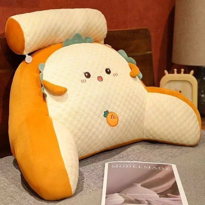 1pc Adjustable Reading Pillow Ergonomic Back Support Cushion for Bed/Sofa/Floor Gray Quilted Breathable Design Peaceful Pleasures Health and Wellness YELLOW