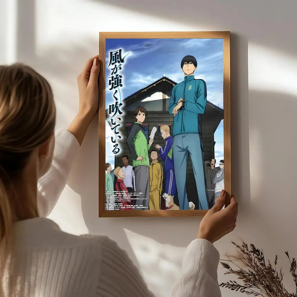 Anime R-Run with the Wind Poster HD Self Adhesive Waterproof Wall Art Ideal for Home Office Dorm Bedroom Great Gift Peaceful Pleasures Health and Wellness White7 50X70cmNoframe