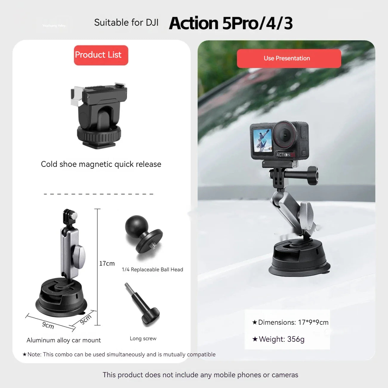 DJI Osmo Action 3/4/5 Pro Magnetic Quick Release Mount Adapter