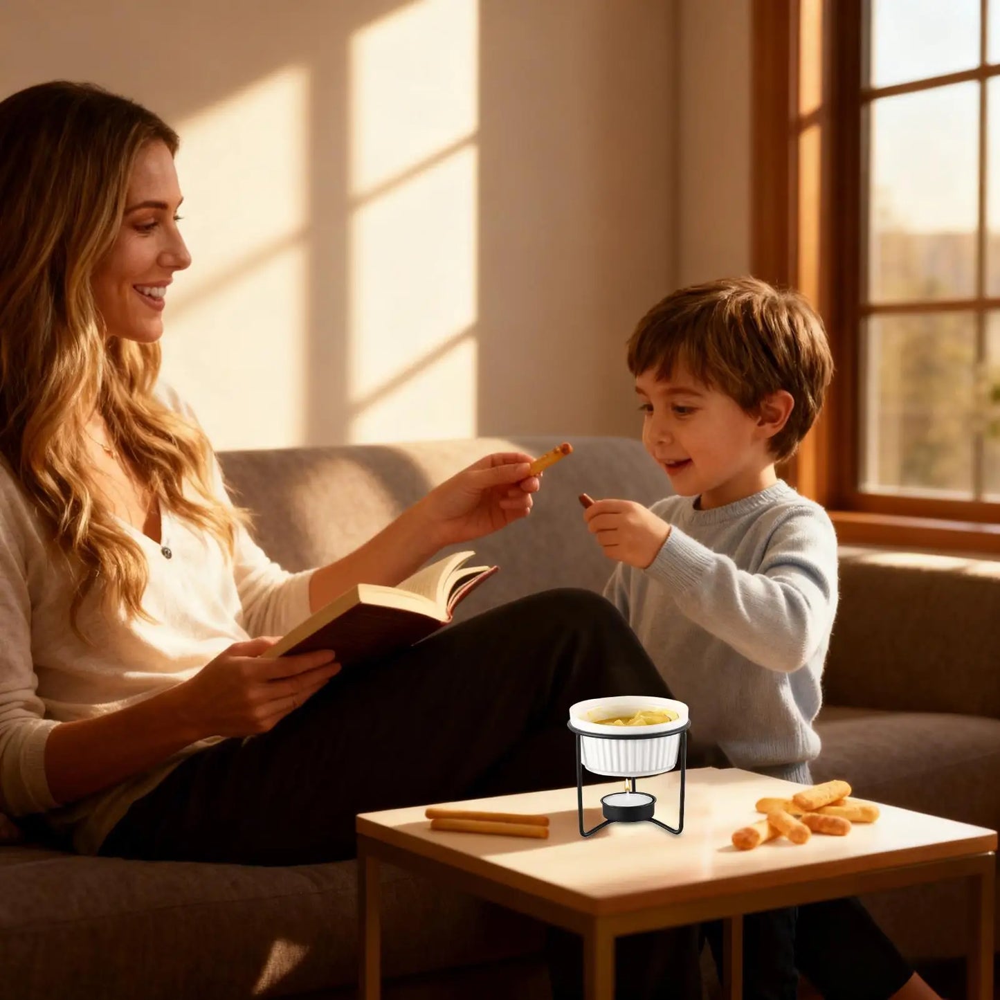 Ceramic Butter Melter & Fondue Pot – Cordless Cheese Warmer Set