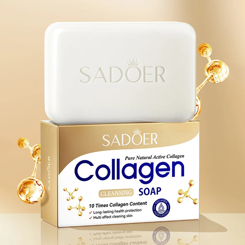 1/2pcs SADOER Collagen Ossein Facial Soap Face Wash Foam Facial Cleanser Moisturizing Oil Control Body Bathing Handmade Soap Peaceful Pleasures Health and Wellness