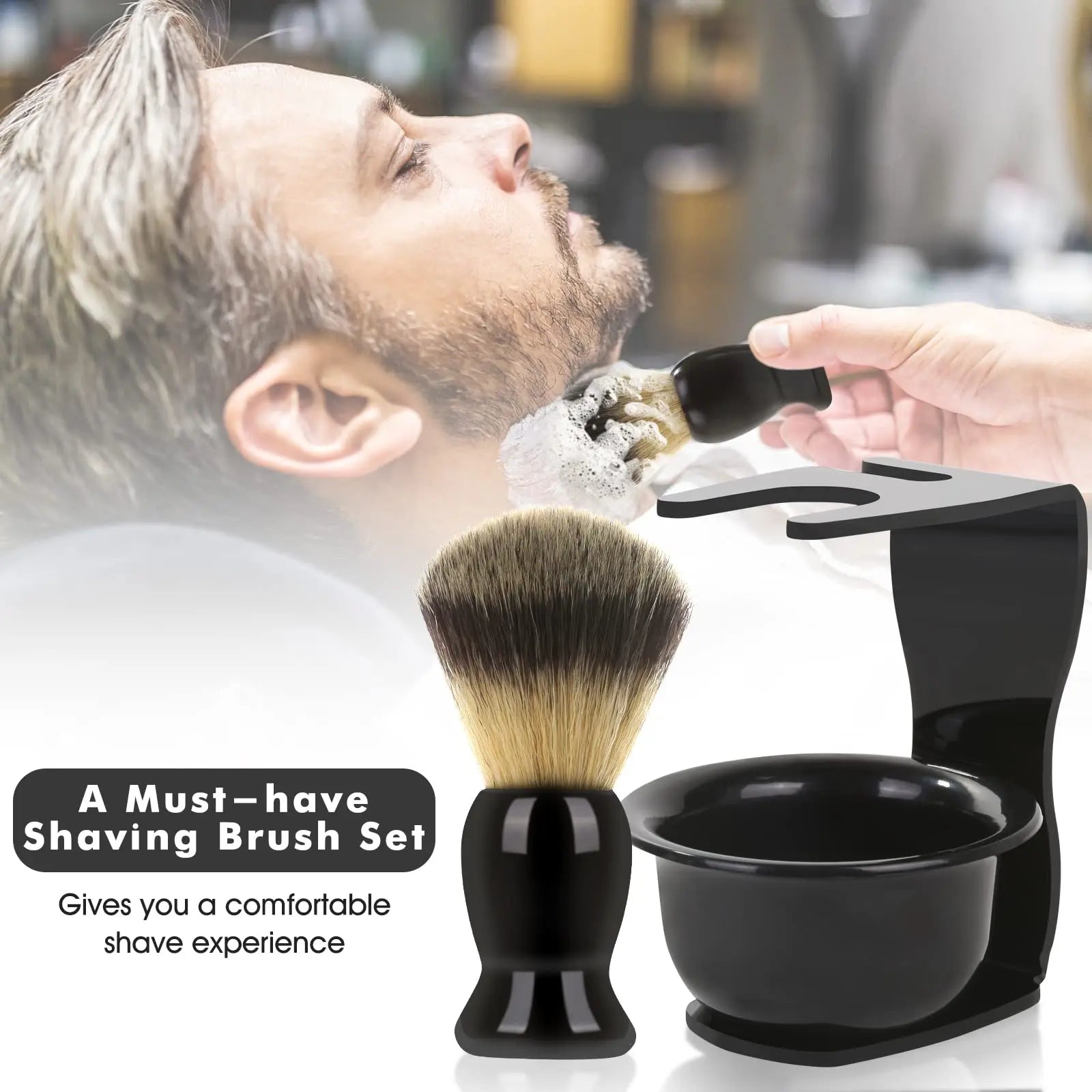 3 In 1 Mens Shaving Brush Bowl Set Stainless Steel Shaving Bowl Durable New Beauty Design Men Shaving Bowl Mug Brush Soap Dish Peaceful Pleasures Health and Wellness