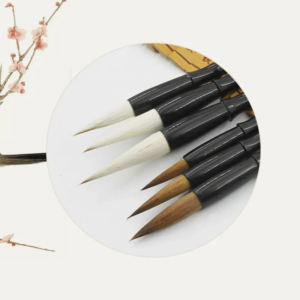 Writing Practice White Woolen Stationery Chinese Calligraphy Writing Brush Brush Pen Brown Weasel Hair Peaceful Pleasures Health and Wellness