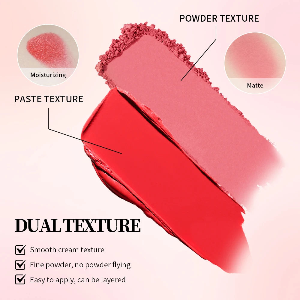Blush Juvia's Cream Powder Matte Blush Makeup Rose Pan Long-lasting Wearing High Pigment Natural Matte Blush Duo Cosmtics Peaceful Pleasures Health and Wellness