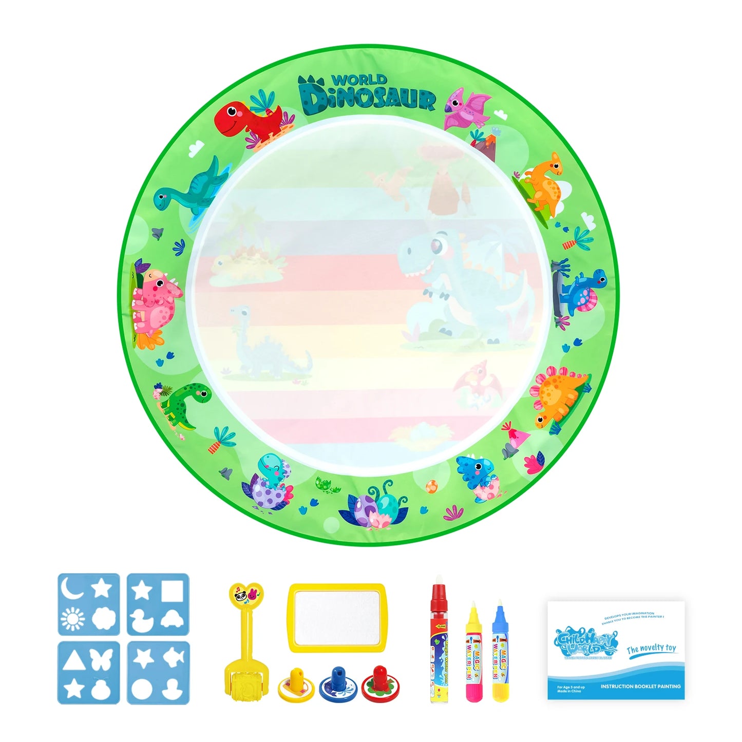 Kids Magic Water Drawing Mat Coloring Doodle Reusable Pens Painting