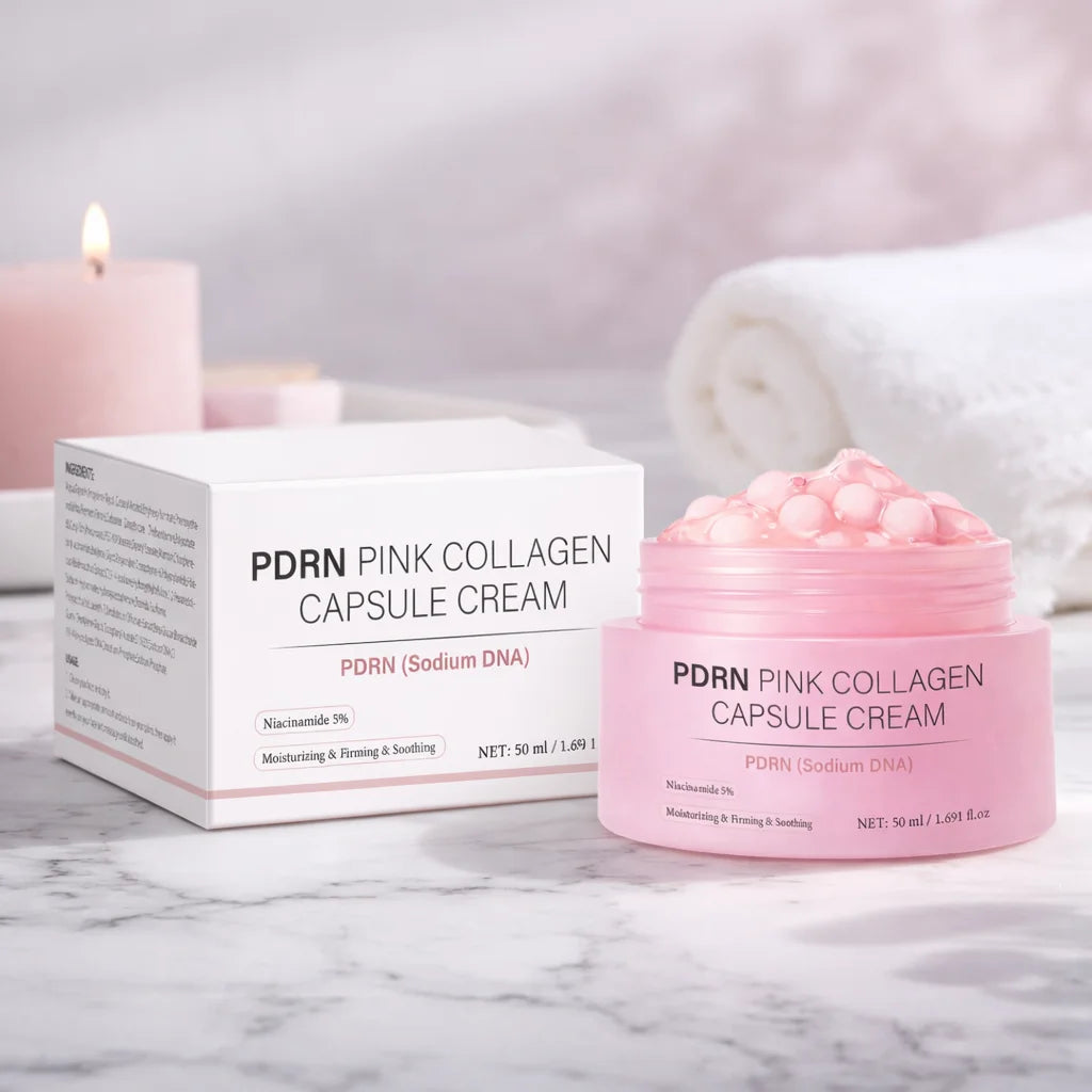 PDRN Pink Collagen Capsule Cream, Lightweight Moisturizing Cream, Niacinamide for Uneven Skin Tone and Texture, Glow Hydration Peaceful Pleasures Health and Wellness