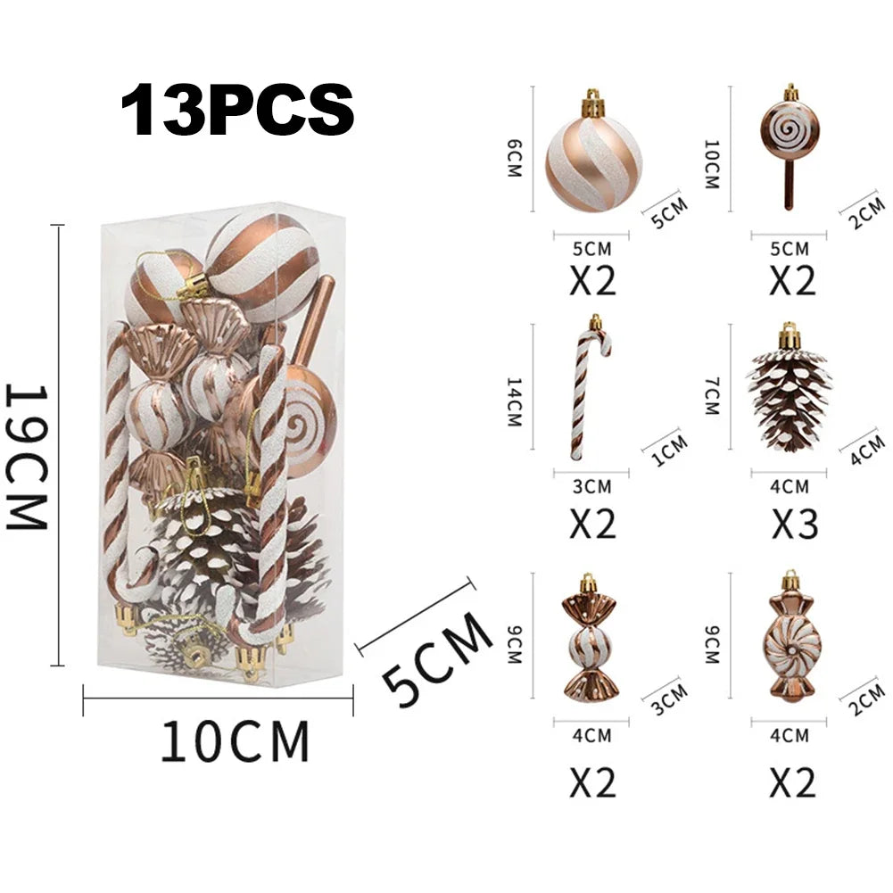 13-Pc Christmas Candy Ornaments Set | Glitter Holiday Tree Decor