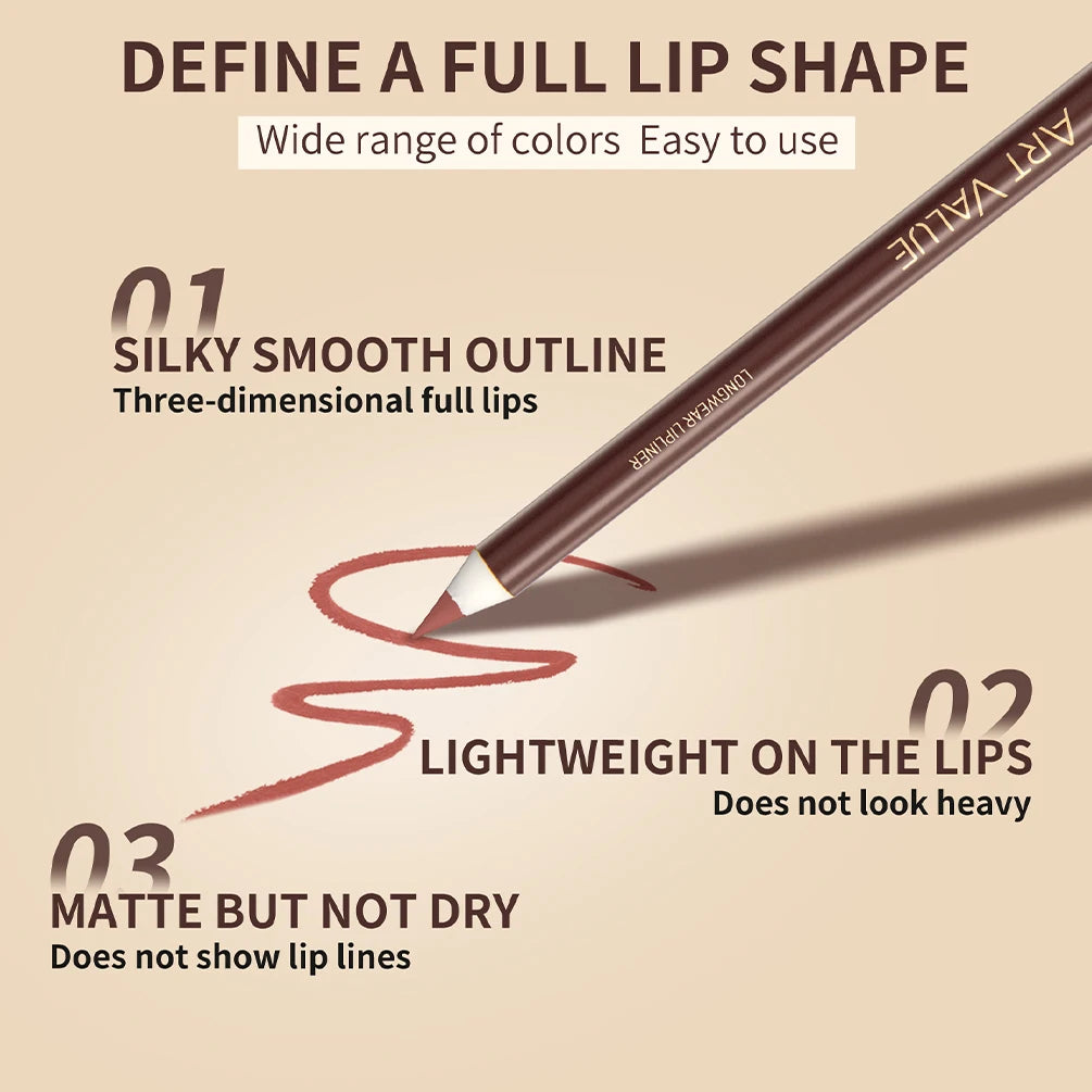QIBEST Lipliner Pencil Matte Nude Red Contour Tint Lipstick Long Lasting Non-stick Cup Lipliner Pen Makeup Lip Stain Pencil Peaceful Pleasures Health and Wellness